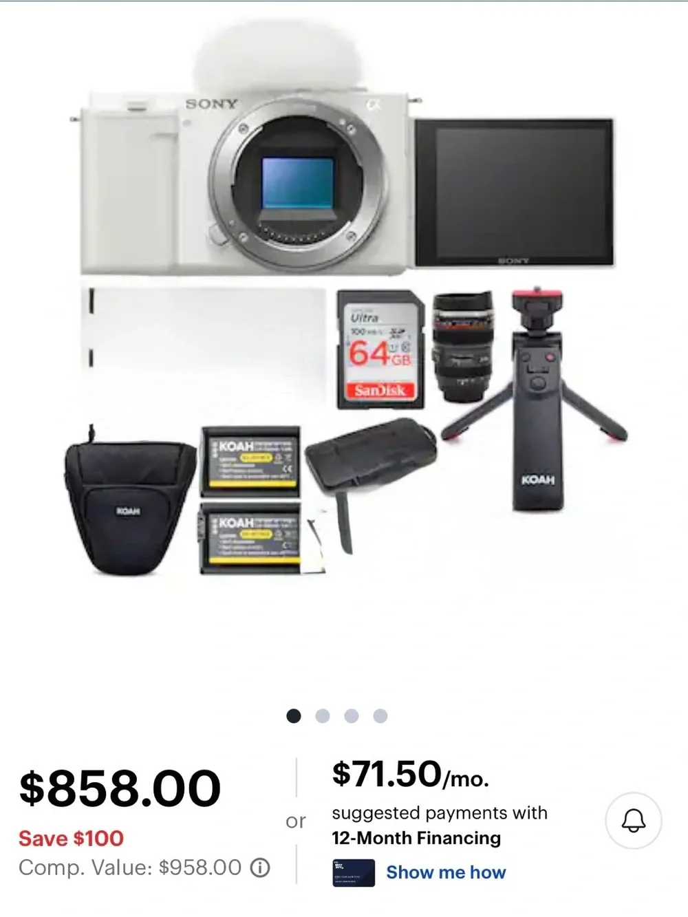 Sony - Alpha ZV-E10 APS-C Vlog Camera Body (White) Content Creator's Bundle